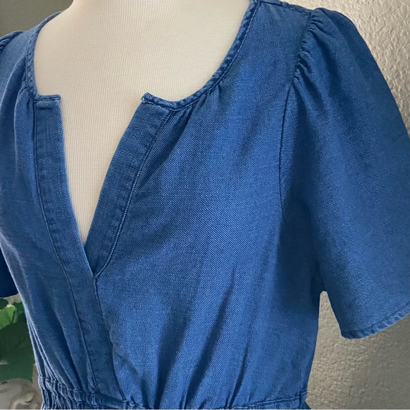 Anthropologie Somerset Maxi Dress Denim Chambray Western Tiered size L - Picture 13 of 16